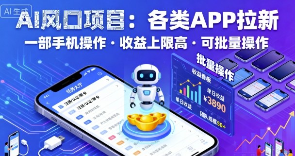 AI风口项目，各类APP拉新，一部手机就可以操作，收益上限高，可批量操作采购|汽车产业|汽车配件|机加工蚂蚁智酷企业交流社群中心