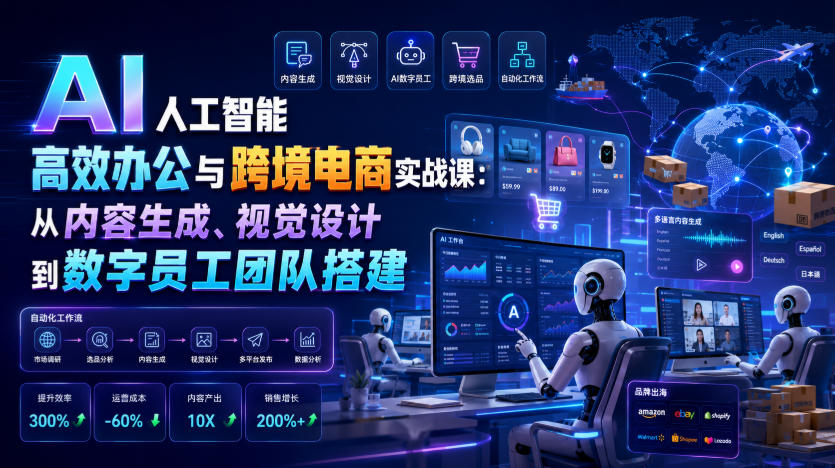 AI人工智能高效办公与跨境电商实战课：从内容生成、视觉设计到数字员工团队搭建采购|汽车产业|汽车配件|机加工企业家交流社群中心