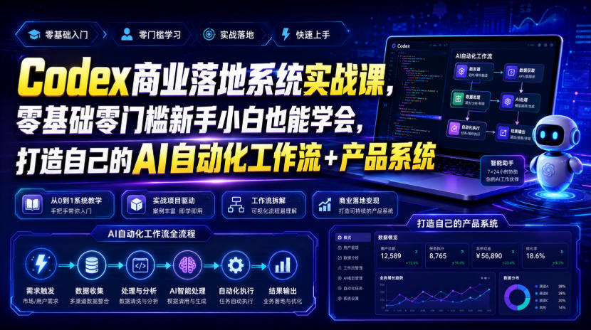 Codex商业落地系统实战课，零基础零门槛新手小白也能学会，打造自己的AI自动化工作流+产品系统(更新)采购|汽车产业|汽车配件|机加工企业家交流社群中心