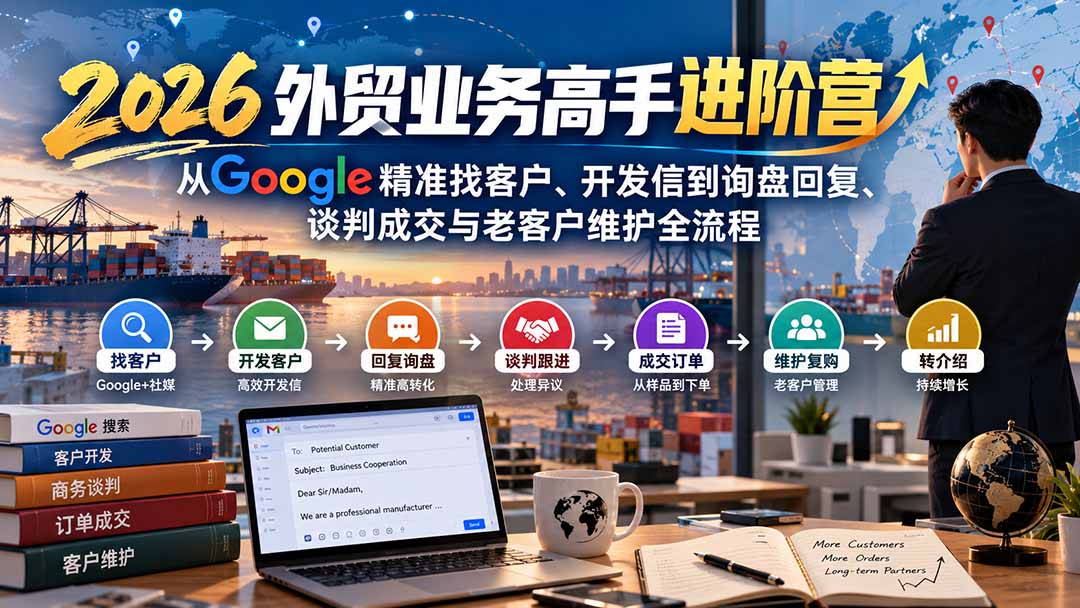2026外贸业务高手进阶营:从Google精准找客户、开发信到询盘回复、谈判成交与老客户维护全流程采购|汽车产业|汽车配件|机加工企业家交流社群中心