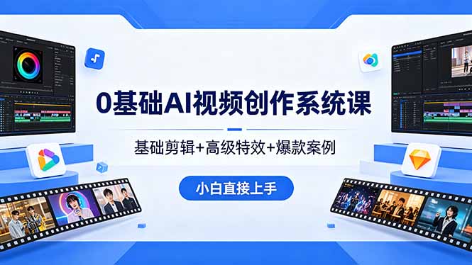 0基础AI视频创作系统课，基础剪辑+高级特效+爆款案例，小白直接上手采购|汽车产业|汽车配件|机加工企业家交流社群中心