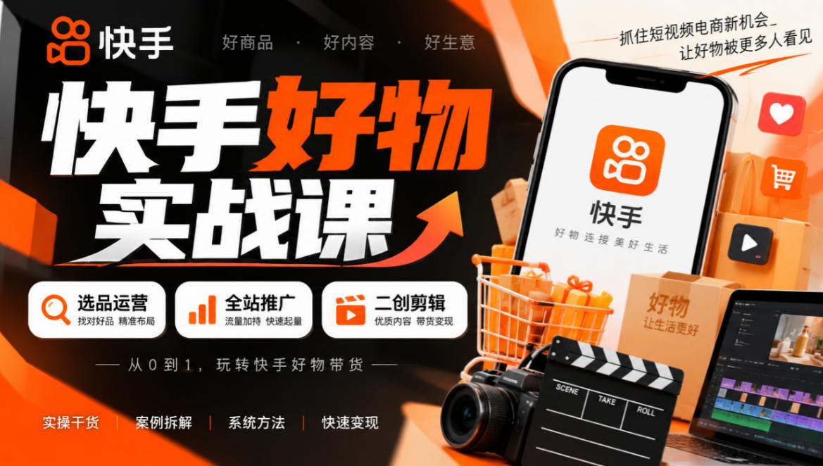 快手好物实战课｜选品运营+全站推广+二创剪辑带货变现采购|汽车产业|汽车配件|机加工企业家交流社群中心