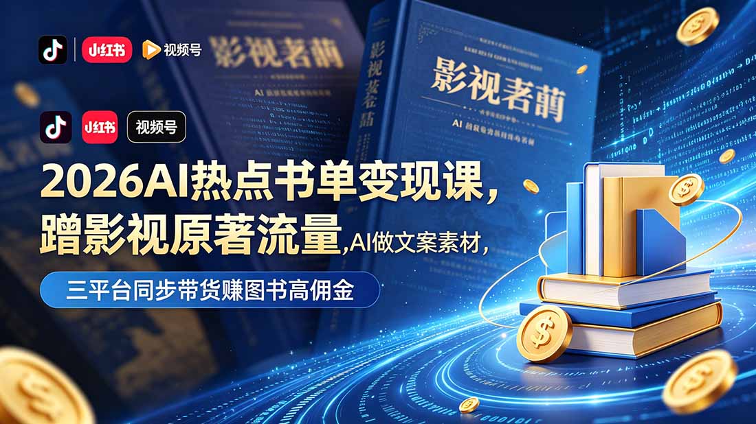 2026AI热点书单变现课，蹭影视原著流量，AI做文案素材，三平台同步带货赚图书高佣金采购|汽车产业|汽车配件|机加工企业家交流社群中心