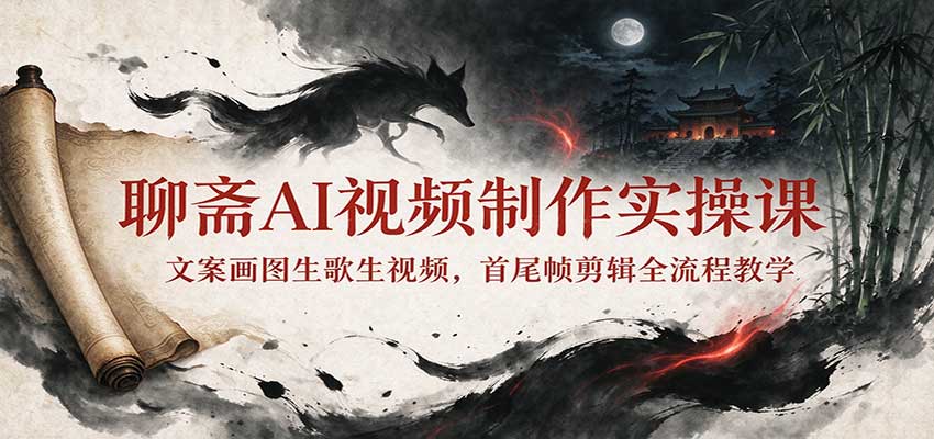 聊斋AI视频制作实操课：文案画图生歌生视频，首尾帧剪辑全流程教学采购|汽车产业|汽车配件|机加工企业家交流社群中心