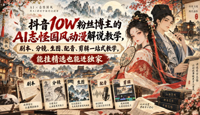 抖音10W粉丝博主满堂诡事的AI志怪国风动漫解说教学，剧本、分镜、生图、配音、剪辑一站式教学，能挂精选也能进独家​采购|汽车产业|汽车配件|机加工企业家交流社群中心