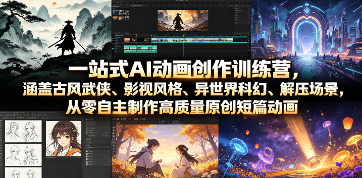一站式AI动画创作训练营，涵盖古风武侠、影视风格、异世界科幻、解压场景，从零自主制作高质量原创短篇动画采购|汽车产业|汽车配件|机加工企业家交流社群中心