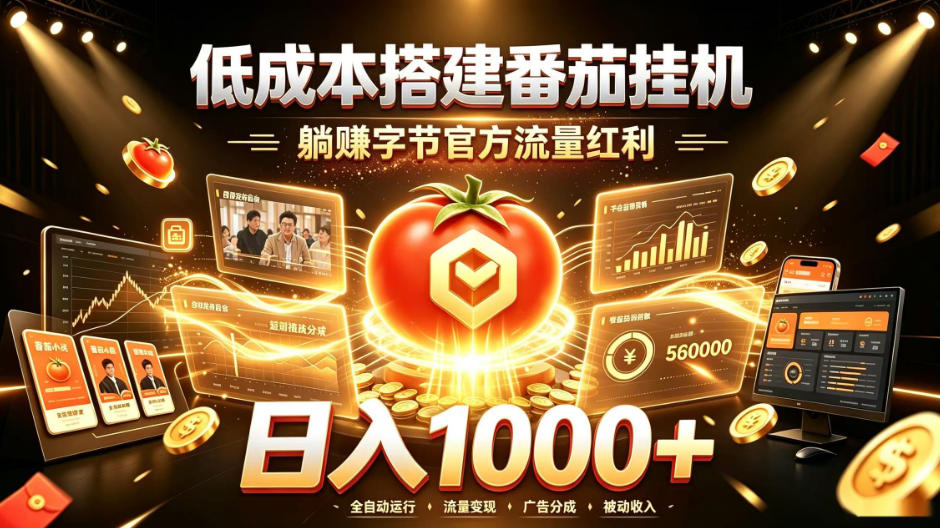 低成本搭建番茄挂G，躺賺字节官方流量红利，日入1k+，全程傻瓜式落地【揭秘】采购|汽车产业|汽车配件|机加工企业家交流社群中心