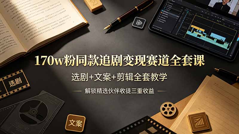 170w粉博主同款追剧变现赛道全套课，选剧+文案+剪辑全套教学，解锁精选伙伴收徒三重收益采购|汽车产业|汽车配件|机加工企业家交流社群中心