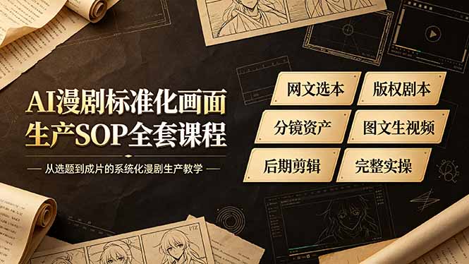 AI漫剧标准化画面生产SOP全套课程，网文选本版权剧本分镜资产全覆盖，图文生视频后期剪辑完整实操教学采购|汽车产业|汽车配件|机加工企业家交流社群中心