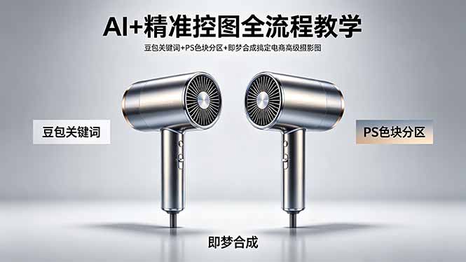 AI+精准控图全流程教学 豆包关键词+PS色块分区+即梦合成搞定电商高级摄影图采购|汽车产业|汽车配件|机加工企业家交流社群中心