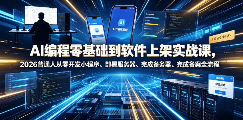 AI编程零基础到软件上架实战课，2026普通人从零开发小程序、部署服务器、完成备案全流程项目落地教程采购|汽车产业|汽车配件|机加工企业家交流社群中心
