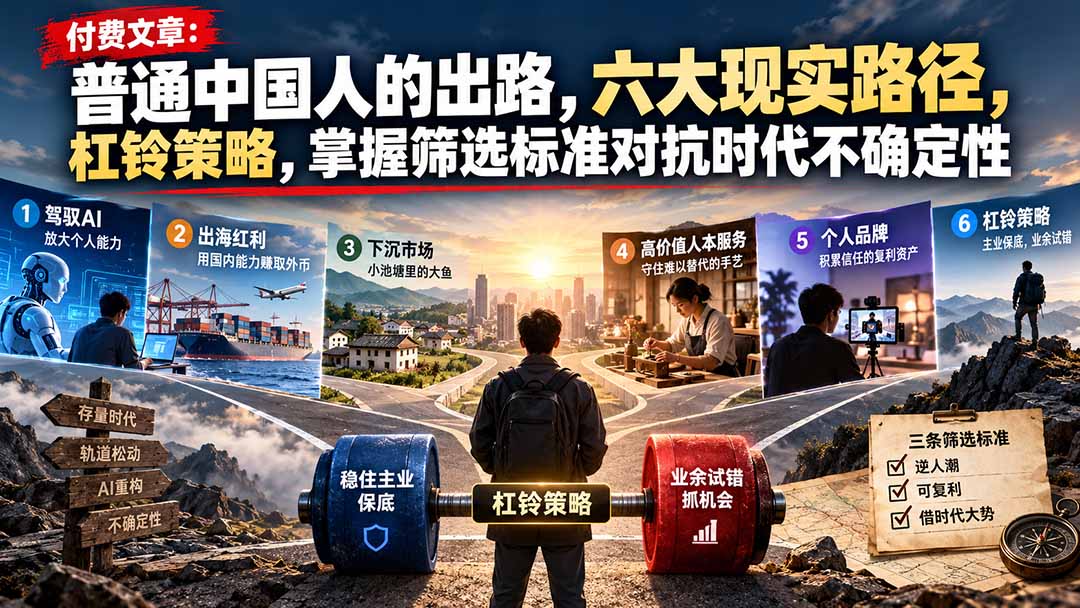 付费文章：普通中国人的出路，六大现实路径，杠铃策略，掌握筛选标准对抗时代不确定性采购|汽车产业|汽车配件|机加工企业家交流社群中心