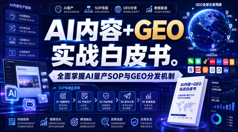 AI内容+GEO实战白皮书,全面掌握AI量产SOP与GEO分发机制【文档】采购|汽车产业|汽车配件|机加工企业家交流社群中心