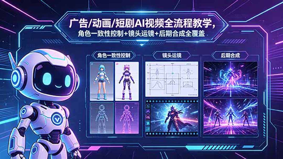 广告/动画/短剧AI视频全流程教学，角色一致性控制+镜头运镜+后期合成全覆盖采购|汽车产业|汽车配件|机加工企业家交流社群中心