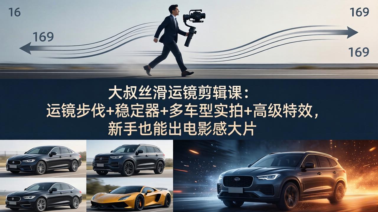 大叔丝滑运镜剪辑课：运镜步伐+稳定器+多车型实拍+高级特效，新手也能出电影感大片采购|汽车产业|汽车配件|机加工企业家交流社群中心