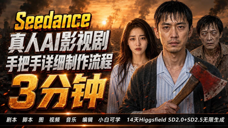 3分钟真人AI影视剧怎么做?SD 2.0手把手完整制作流程|Higgsfield 14天SD 2.0/2.5无限生成采购|汽车产业|汽车配件|机加工企业家交流社群中心