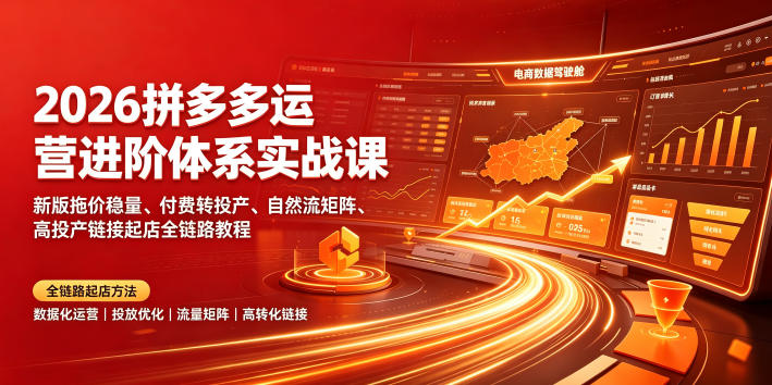 2026拼多多运营进阶体系实战课|新版拖价稳量、付费转投产、自然流矩阵、高投产链接起店全链路教程采购|汽车产业|汽车配件|机加工企业家交流社群中心