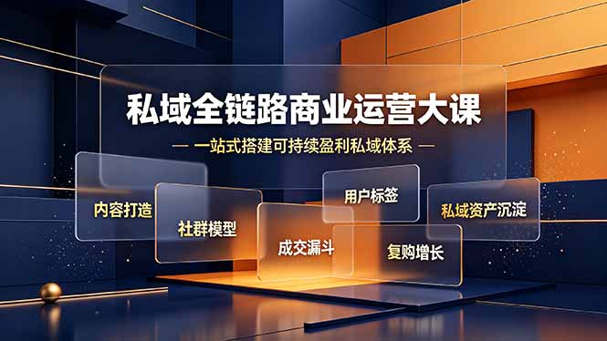 私域全链路商业运营大课，内容打造社群模型成交漏斗，一站式搭建可持续盈利私域体系采购|汽车产业|汽车配件|机加工企业家交流社群中心
