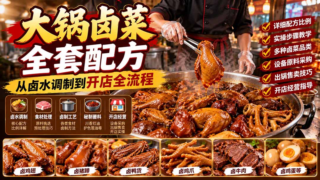 大锅卤菜全套配方，从卤水调制到开店全流程，感觉学会了去摆摊也不错采购|汽车产业|汽车配件|机加工企业家交流社群中心