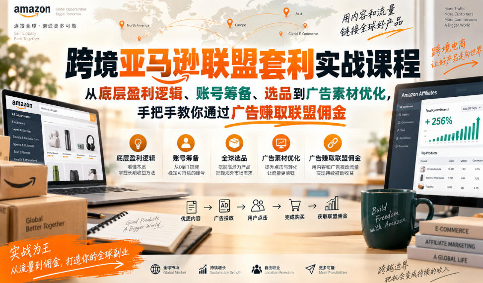 跨境亚马逊联盟套利实战课程，从底层盈利逻辑、账号筹备、选品到广告素材优化，手把手教你通过广告賺取联盟佣金采购|汽车产业|汽车配件|机加工企业家交流社群中心