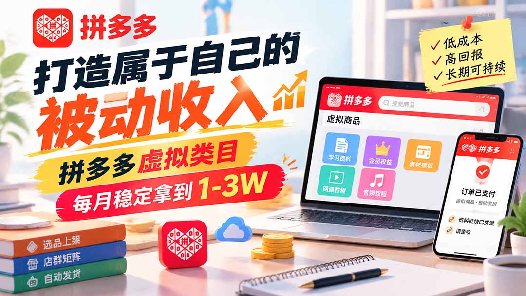 打造属于自己的被动收入，拼多多虚拟类目，每月稳定拿到 1-3W采购|汽车产业|汽车配件|机加工企业家交流社群中心