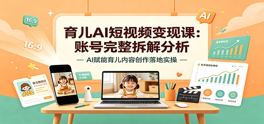 育儿AI短视频变现课:账号完整拆解分析,AI赋能育儿内容创作落地实操采购|汽车产业|汽车配件|机加工企业家交流社群中心
