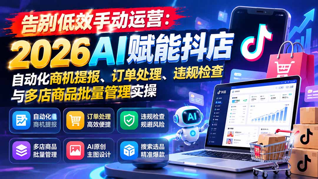 告别低效手动运营:2026AI赋能抖店自动化商机提报、订单处理、违规检查与多店商品批量管理实操采购|汽车产业|汽车配件|机加工企业家交流社群中心
