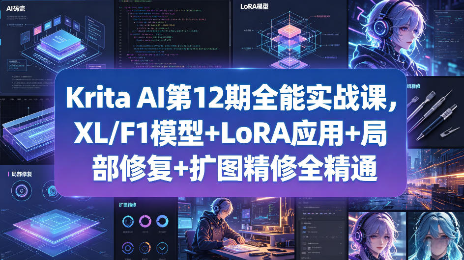Krita AI第12期全能实战课，XL/F1模型+LoRA应用+局部修复+扩图精修全精通采购|汽车产业|汽车配件|机加工企业家交流社群中心