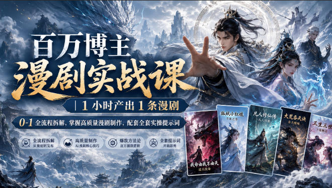 百万博主漫剧实战课|1小时产出1条漫剧,0‑1全流程拆解,掌握高质量漫剧制作,配套全套实操提示词采购|汽车产业|汽车配件|机加工企业家交流社群中心
