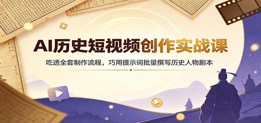 AI历史短视频创作实战课：吃透全套制作流程，巧用提示词批量撰写历史人物剧本采购|汽车产业|汽车配件|机加工企业家交流社群中心
