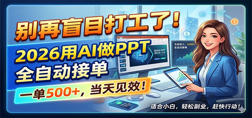 别再盲目打工了！2026用AI做PPT全自动接单，一单5张+，当天见效！采购|汽车产业|汽车配件|机加工企业家交流社群中心