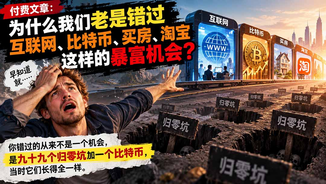 付费文章:为什么我们老是错过互联网、比特币、买 房、淘宝这样的暴富机会?采购|汽车产业|汽车配件|机加工企业家交流社群中心