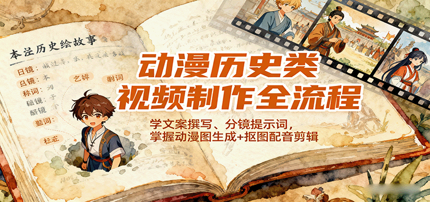 动漫历史类视频制作全流程，学文案撰写、分镜提示词，掌握动漫图生成+抠图配音剪辑采购|汽车产业|汽车配件|机加工蚂蚁智酷企业交流社群中心