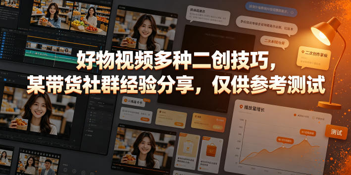 好物视频多种二创技巧，某带货社群经验分享，仅供参考测试采购|汽车产业|汽车配件|机加工企业家交流社群中心