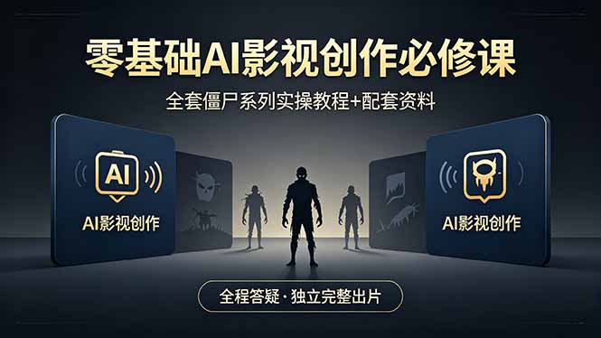 零基础AI影视创作必修课，全套僵尸系列实操教程加配套资料，全程答疑带你独立完整出片采购|汽车产业|汽车配件|机加工企业家交流社群中心