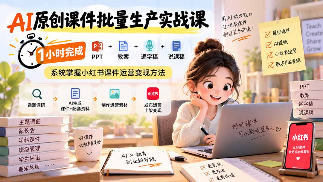 AI原创课件批量生产实战课：1小时完成PPT+教案+逐字稿+说课稿，系统掌握小红书课件运营变现方法采购|汽车产业|汽车配件|机加工企业家交流社群中心