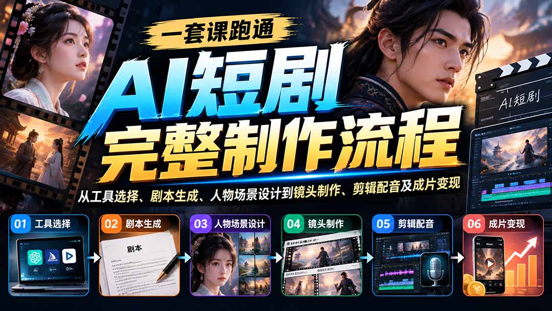 一套课跑通AI短剧完整制作流程:从工具选择、剧本生成、人物场景设计到镜头制作、剪辑配音及成片变现采购|汽车产业|汽车配件|机加工企业家交流社群中心