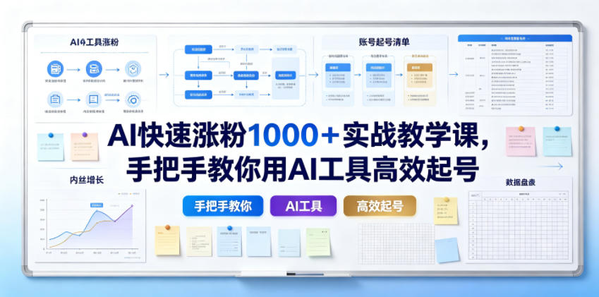 AI快速涨粉1000＋实战教学课，手把手教你用AI工具高效起号采购|汽车产业|汽车配件|机加工企业家交流社群中心