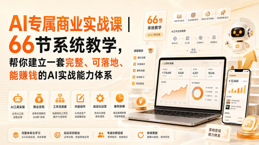 AI专属商业实战课｜66节系统教学，帮你建立一套完整、可落地、能賺钱的AI实战能力体系采购|汽车产业|汽车配件|机加工企业家交流社群中心