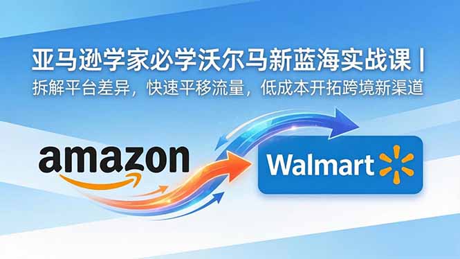 亚马逊卖家必学沃尔玛新蓝海实战课|拆解平台差异,快速平移流量,低成本开拓跨境新渠道采购|汽车产业|汽车配件|机加工企业家交流社群中心