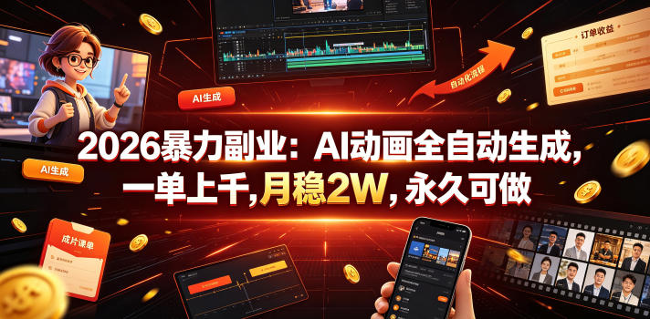 2026暴力副业：AI动画全自动生成，一单上千，月稳2W，永久可做【揭秘】采购|汽车产业|汽车配件|机加工企业家交流社群中心