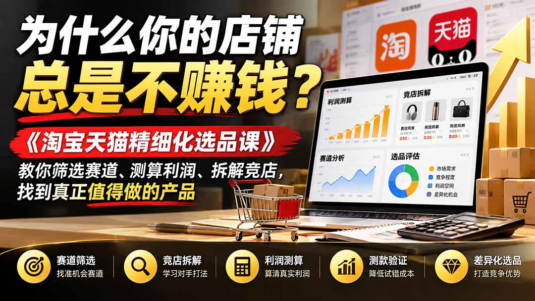 为什么你的店铺总是不赚钱？《淘宝天猫精细化选品课》教你筛选赛道、测算利润、拆解竞店，找到真正值得做的产品采购|汽车产业|汽车配件|机加工企业家交流社群中心