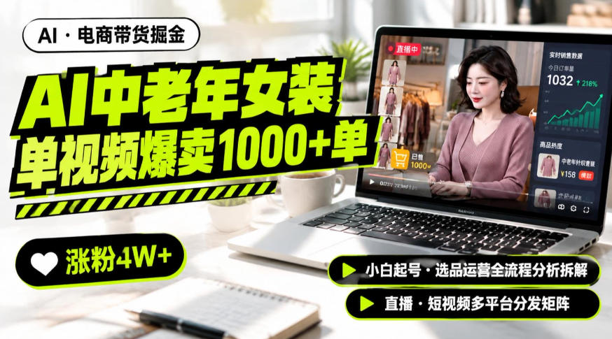 AI中老年服装带货赛道新玩法,一个视频卖出1000多单涨粉4W+,小白起号选品运营全流程分析拆解采购|汽车产业|汽车配件|机加工企业家交流社群中心