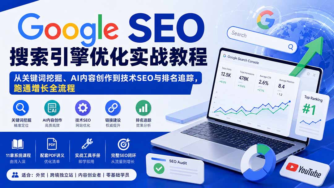 Google SEO搜索引擎优化实战教程:从关键词挖掘、AI内容创作到技术SEO与排名追踪,跑通增长全流程采购|汽车产业|汽车配件|机加工企业家交流社群中心