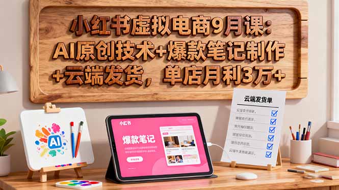 小红书虚拟电商9月课:AI原创技术+爆款笔记制作+云端发货,单店月利3万+采购|汽车产业|汽车配件|机加工蚂蚁智酷企业交流社群中心