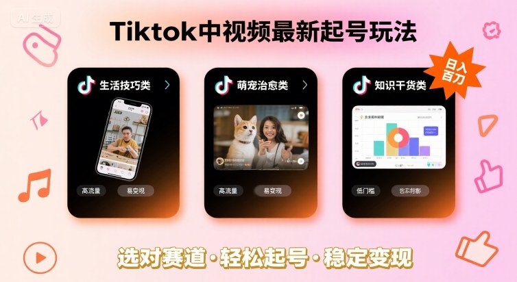 Tiktok中视频最新起号玩法，想要日入百刀，做好这几个赛道就可以了采购|汽车产业|汽车配件|机加工蚂蚁智酷企业交流社群中心