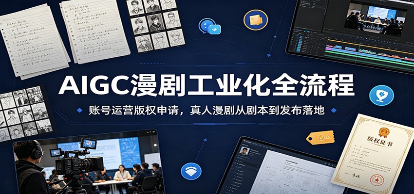 AIGC漫剧工业化全流程：账号运营版权申请，真人漫剧从剧本到发布落地采购|汽车产业|汽车配件|机加工企业家交流社群中心
