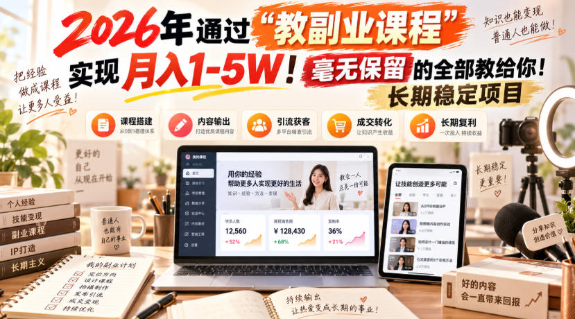 2026年通过“教副业课程”实现月入1-5W!毫无保留的全部教给你!长期稳定项目采购|汽车产业|汽车配件|机加工企业家交流社群中心