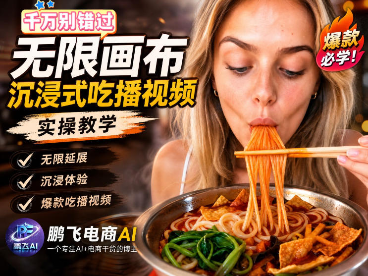 保姆级教程｜用AI无线画布做沉浸式吃播，3步直接出片，无线画布工作流，操作简单好上手采购|汽车产业|汽车配件|机加工企业家交流社群中心