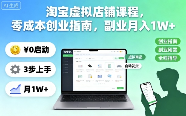 淘宝虚拟店铺课程,零成本创业指南,副业月入1W+采购|汽车产业|汽车配件|机加工蚂蚁智酷企业交流社群中心